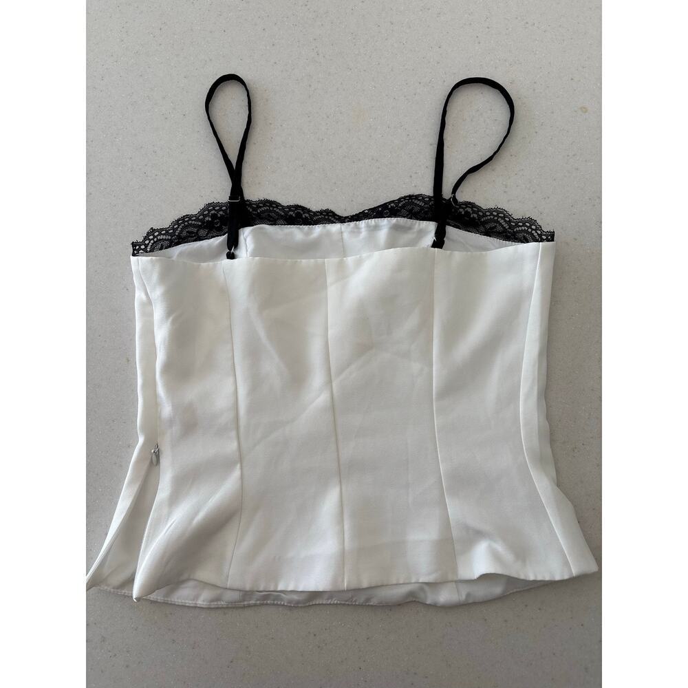 White Satin Lace Trim Cami Top Women’s
Adjustable Straps Y2K Minimalist - Picture 4 of 9